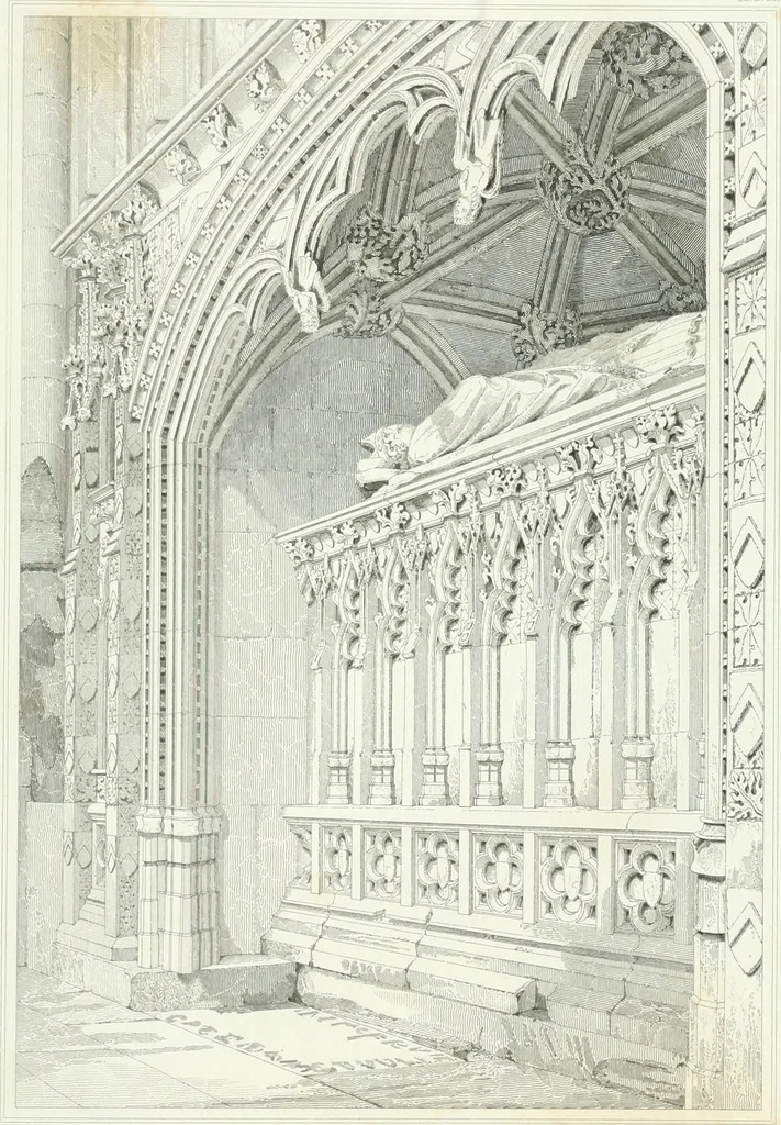 An illustration from Architectural illustrations and description of the cathedral church at Durham, 1843, leaf 186