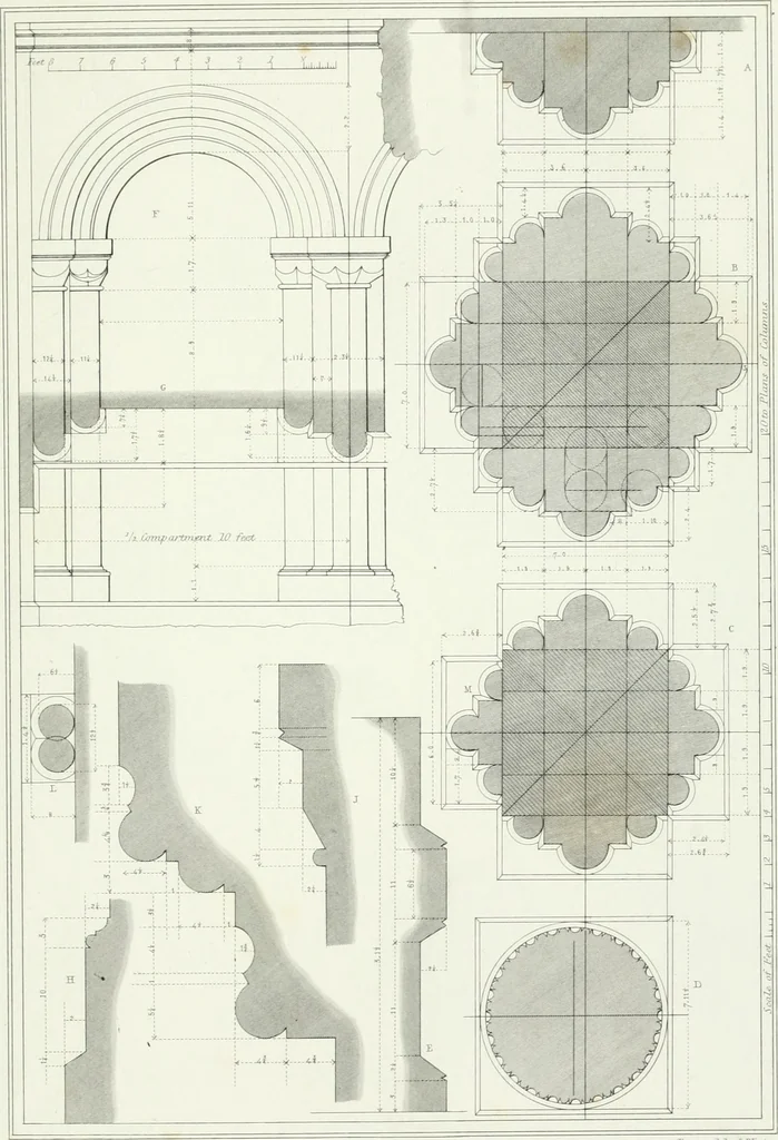 An illustration from Architectural illustrations and description of the cathedral church at Durham, 1843, leaf 188