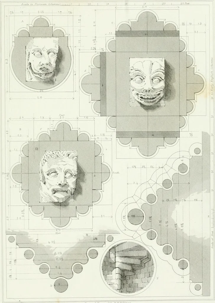 An illustration from Architectural illustrations and description of the cathedral church at Durham, 1843, leaf 190