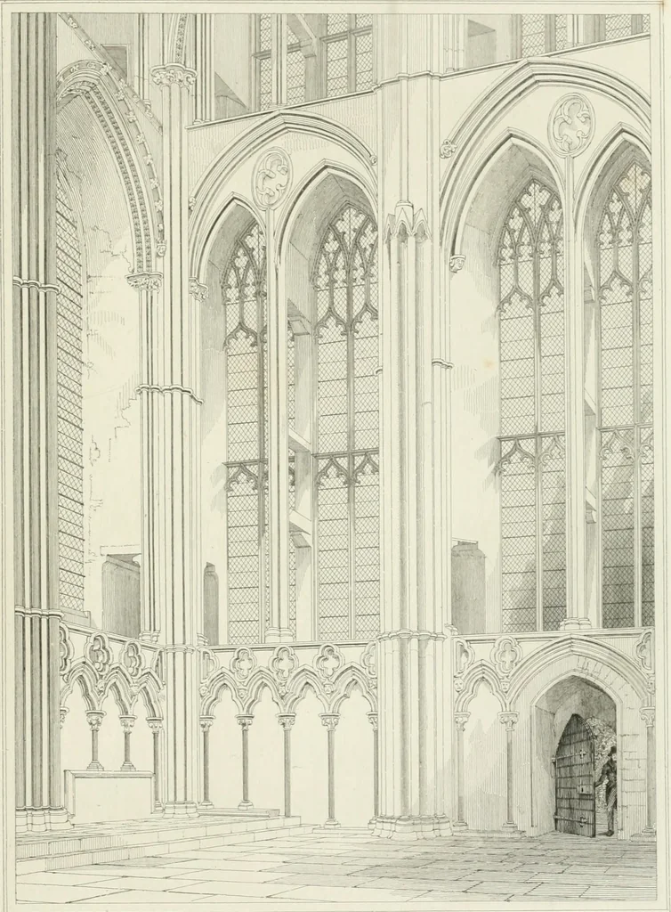 An illustration from Architectural illustrations and description of the cathedral church at Durham, 1843, leaf 198