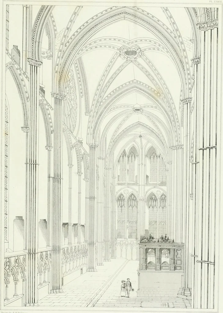 An illustration from Architectural illustrations and description of the cathedral church at Durham, 1843, leaf 204