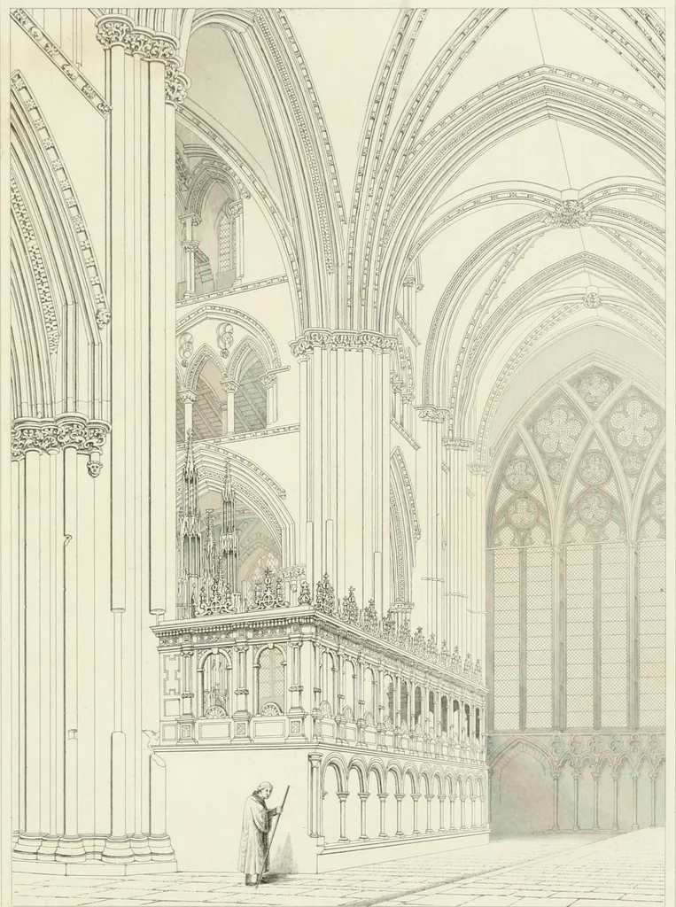 An illustration from Architectural illustrations and description of the cathedral church at Durham, 1843, leaf 206