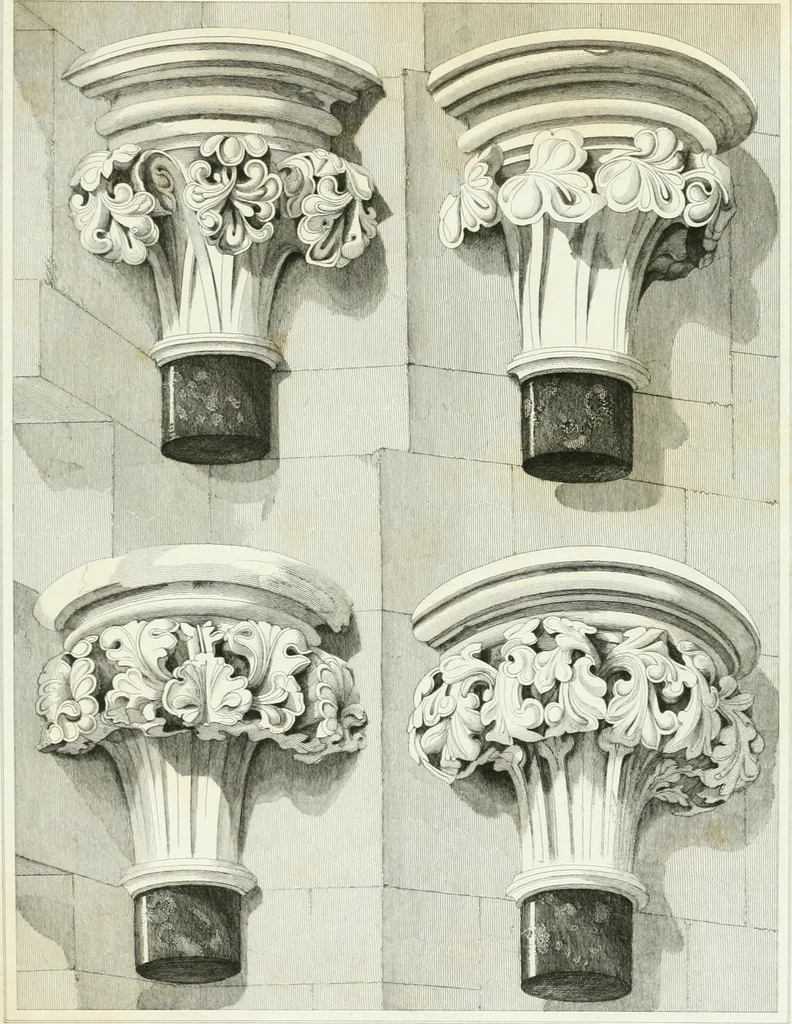 An illustration from Architectural illustrations and description of the cathedral church at Durham, 1843, leaf 210