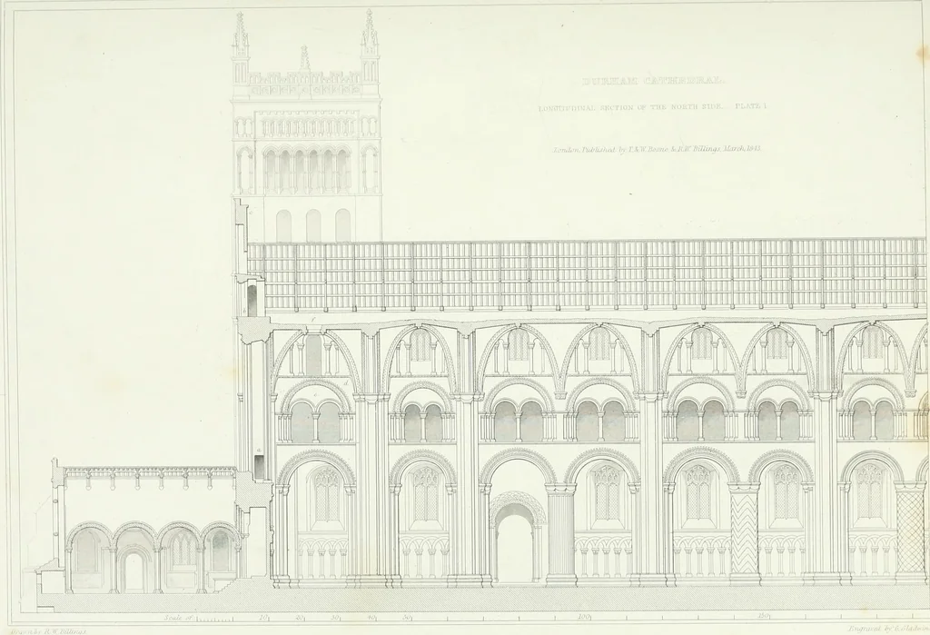 An illustration from Architectural illustrations and description of the cathedral church at Durham, 1843, leaf 92