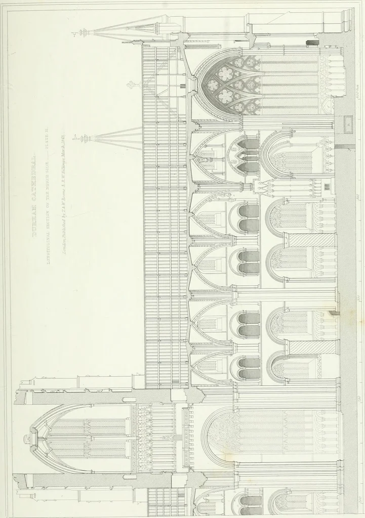 An illustration from Architectural illustrations and description of the cathedral church at Durham, 1843, leaf 94
