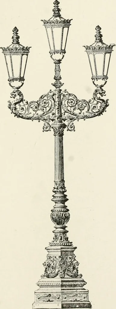 An illustration from Architectural iron and steel : and its application in the construction of buildings, including beams and girders in floor construction, rolled iron struts, wrought and cast-iron columns, fire-proof columns, column connections, cast-iron lintels, roof trusses, stairways, elevator enclosures, ornamental iron, floor lights, and skylights, vault lights, doors, and shutters, window guards and grilles, etc., etc., with specification of ironwork and selected papers in relation to ironwork, from a revision of the present law before the legislature affecting public interests in the city of New York, in so far as the same regulates the construction of buildings in said city, tables selected expressly for this work, of the properties of beams, channels, tees and angles, used as beams, struts and columns, weights of iron and steel bars, capacity of tanks, areas of circles, weights of circular and square cast-iron columns, weights of substances, tables of squares, cubes, etc., weights of sheet copper, brass and iron, etc, 1892, leaf 106