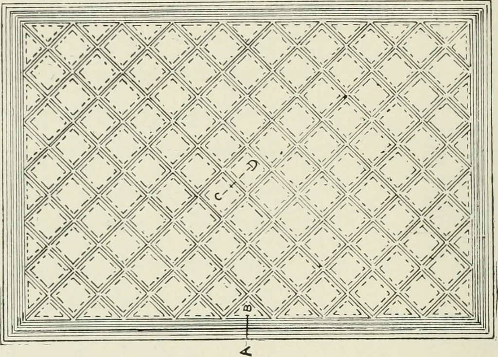 An illustration from Architectural iron and steel : and its application in the construction of buildings, including beams and girders in floor construction, rolled iron struts, wrought and cast-iron columns, fire-proof columns, column connections, cast-iron lintels, roof trusses, stairways, elevator enclosures, ornamental iron, floor lights, and skylights, vault lights, doors, and shutters, window guards and grilles, etc., etc., with specification of ironwork and selected papers in relation to ironwork, from a revision of the present law before the legislature affecting public interests in the city of New York, in so far as the same regulates the construction of buildings in said city, tables selected expressly for this work, of the properties of beams, channels, tees and angles, used as beams, struts and columns, weights of iron and steel bars, capacity of tanks, areas of circles, weights of circular and square cast-iron columns, weights of substances, tables of squares, cubes, etc., weights of sheet copper, brass and iron, etc, 1892, leaf 125