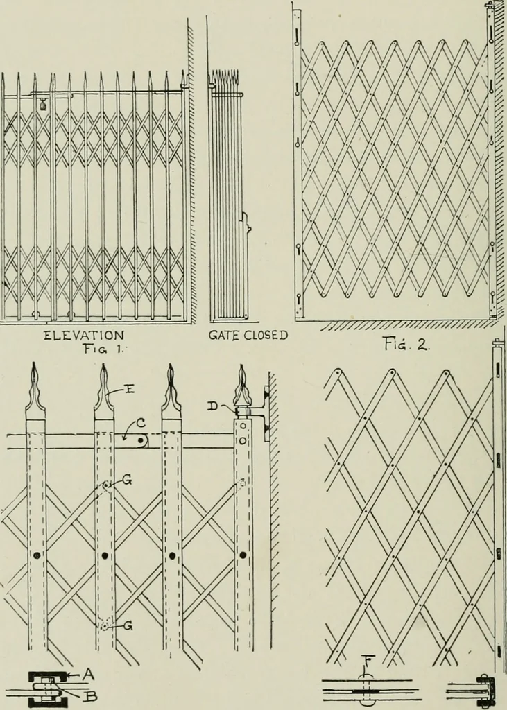 An illustration from Architectural iron and steel : and its application in the construction of buildings, including beams and girders in floor construction, rolled iron struts, wrought and cast-iron columns, fire-proof columns, column connections, cast-iron lintels, roof trusses, stairways, elevator enclosures, ornamental iron, floor lights, and skylights, vault lights, doors, and shutters, window guards and grilles, etc., etc., with specification of ironwork and selected papers in relation to ironwork, from a revision of the present law before the legislature affecting public interests in the city of New York, in so far as the same regulates the construction of buildings in said city, tables selected expressly for this work, of the properties of beams, channels, tees and angles, used as beams, struts and columns, weights of iron and steel bars, capacity of tanks, areas of circles, weights of circular and square cast-iron columns, weights of substances, tables of squares, cubes, etc., weights of sheet copper, brass and iron, etc, 1892, leaf 143