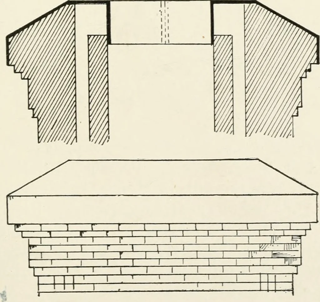 An illustration from Architectural iron and steel : and its application in the construction of buildings, including beams and girders in floor construction, rolled iron struts, wrought and cast-iron columns, fire-proof columns, column connections, cast-iron lintels, roof trusses, stairways, elevator enclosures, ornamental iron, floor lights, and skylights, vault lights, doors, and shutters, window guards and grilles, etc., etc., with specification of ironwork and selected papers in relation to ironwork, from a revision of the present law before the legislature affecting public interests in the city of New York, in so far as the same regulates the construction of buildings in said city, tables selected expressly for this work, of the properties of beams, channels, tees and angles, used as beams, struts and columns, weights of iron and steel bars, capacity of tanks, areas of circles, weights of circular and square cast-iron columns, weights of substances, tables of squares, cubes, etc., weights of sheet copper, brass and iron, etc, 1892, leaf 162