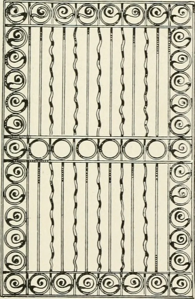 An illustration from Architectural iron and steel : and its application in the construction of buildings, including beams and girders in floor construction, rolled iron struts, wrought and cast-iron columns, fire-proof columns, column connections, cast-iron lintels, roof trusses, stairways, elevator enclosures, ornamental iron, floor lights, and skylights, vault lights, doors, and shutters, window guards and grilles, etc., etc., with specification of ironwork and selected papers in relation to ironwork, from a revision of the present law before the legislature affecting public interests in the city of New York, in so far as the same regulates the construction of buildings in said city, tables selected expressly for this work, of the properties of beams, channels, tees and angles, used as beams, struts and columns, weights of iron and steel bars, capacity of tanks, areas of circles, weights of circular and square cast-iron columns, weights of substances, tables of squares, cubes, etc., weights of sheet copper, brass and iron, etc, 1892, leaf 168