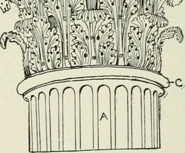 An illustration from Architectural iron and steel : and its application in the construction of buildings, including beams and girders in floor construction, rolled iron struts, wrought and cast-iron columns, fire-proof columns, column connections, cast-iron lintels, roof trusses, stairways, elevator enclosures, ornamental iron, floor lights, and skylights, vault lights, doors, and shutters, window guards and grilles, etc., etc., with specification of ironwork and selected papers in relation to ironwork, from a revision of the present law before the legislature affecting public interests in the city of New York, in so far as the same regulates the construction of buildings in said city, tables selected expressly for this work, of the properties of beams, channels, tees and angles, used as beams, struts and columns, weights of iron and steel bars, capacity of tanks, areas of circles, weights of circular and square cast-iron columns, weights of substances, tables of squares, cubes, etc., weights of sheet copper, brass and iron, etc, 1892, leaf 77