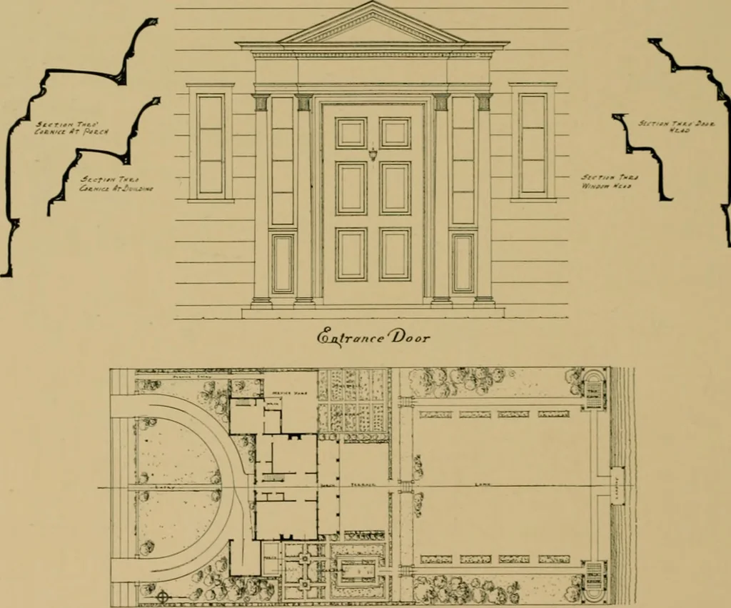 An illustration from An Architectural monograph on a suburban house and garage; competitive drawings; with report on the jury of architects,, 1916, leaf 17