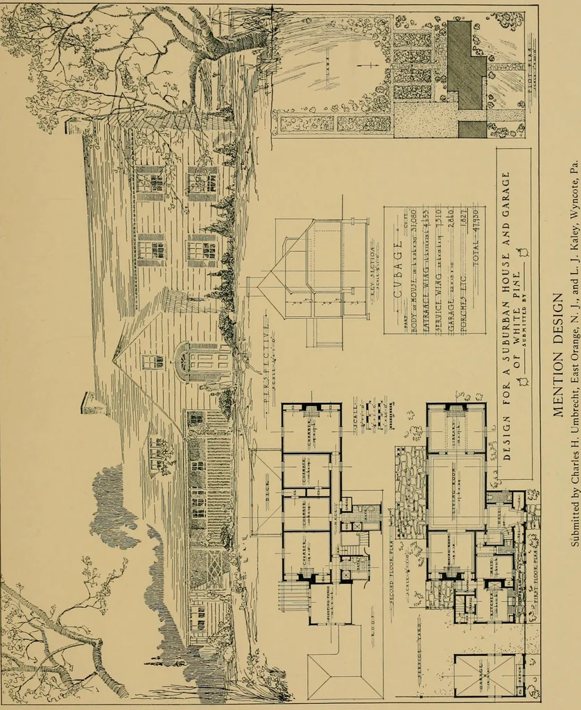 An illustration from An Architectural monograph on a suburban house and garage; competitive drawings; with report on the jury of architects,, 1916, leaf 24