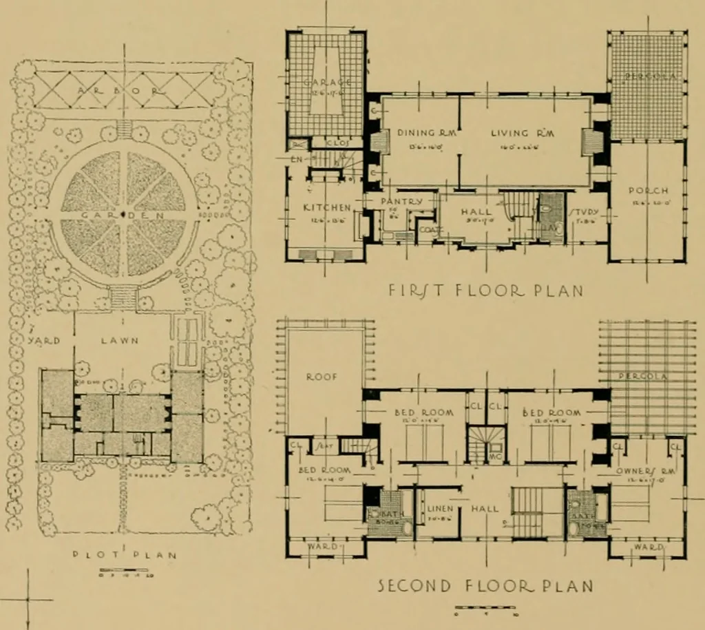 An illustration from An Architectural monograph on a suburban house and garage; competitive drawings; with report on the jury of architects,, 1916, leaf 3