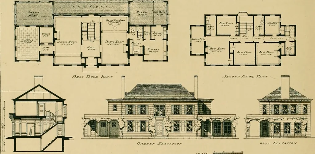 An illustration from An architectural monograph on a white pine hovse; competitive drawings, with report of the jury of architects, 1917, leaf 19