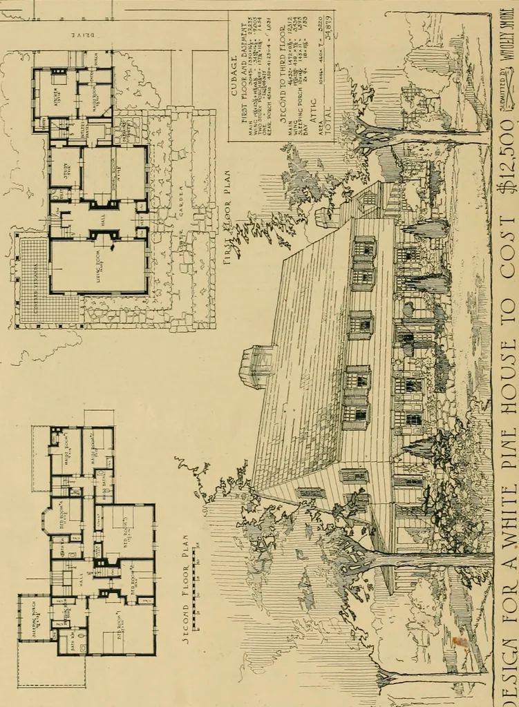 An illustration from An architectural monograph on a white pine hovse; competitive drawings, with report of the jury of architects, 1917, leaf 21