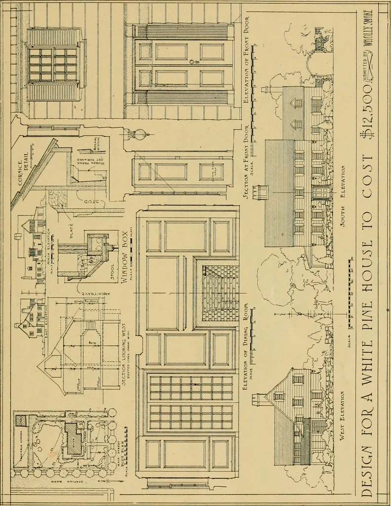 An illustration from An architectural monograph on a white pine hovse; competitive drawings, with report of the jury of architects, 1917, leaf 22