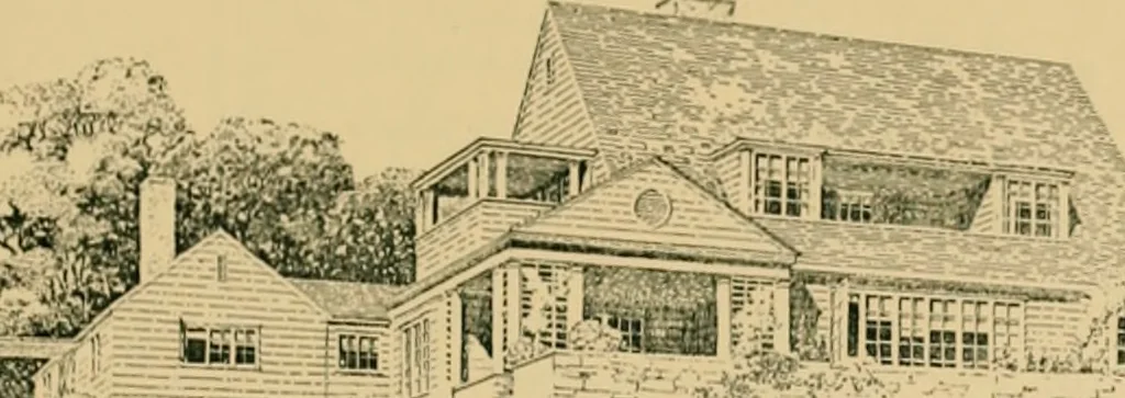 An illustration from An architectural monograph on a white pine house for the vacation season; competitive drawings, with report of the jury of architects., 1918, leaf 10