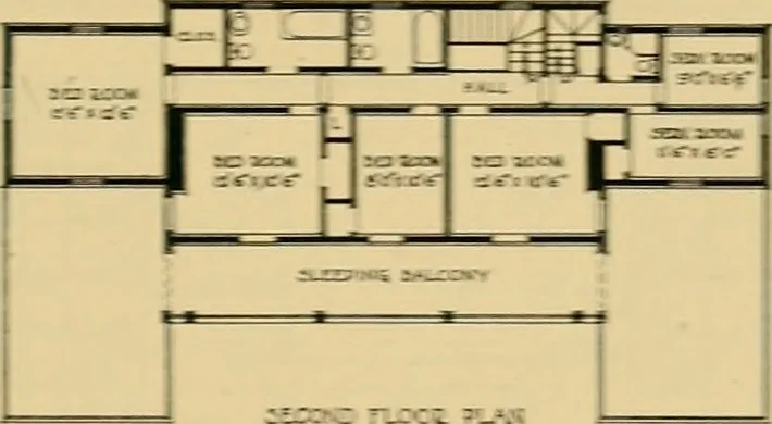 An illustration from An architectural monograph on a white pine house for the vacation season; competitive drawings, with report of the jury of architects., 1918, leaf 20