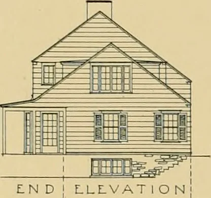 An illustration from An architectural monograph on a white pine house for the vacation season; competitive drawings, with report of the jury of architects., 1918, leaf 25