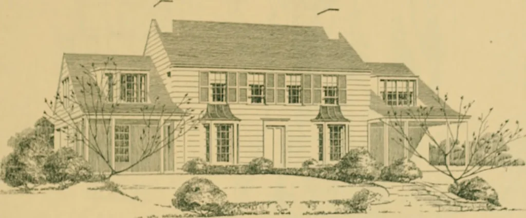 An illustration from An architectural monograph on a white pine house for the vacation season; competitive drawings, with report of the jury of architects., 1918, leaf 26