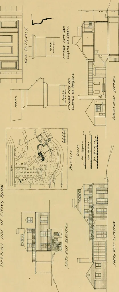 An illustration from An architectural monograph on a white pine house for the vacation season; competitive drawings, with report of the jury of architects., 1918, leaf 30