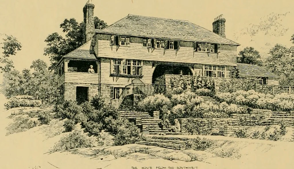 An illustration from An architectural monograph on a white pine house for the vacation season; competitive drawings, with report of the jury of architects., 1918, leaf 31