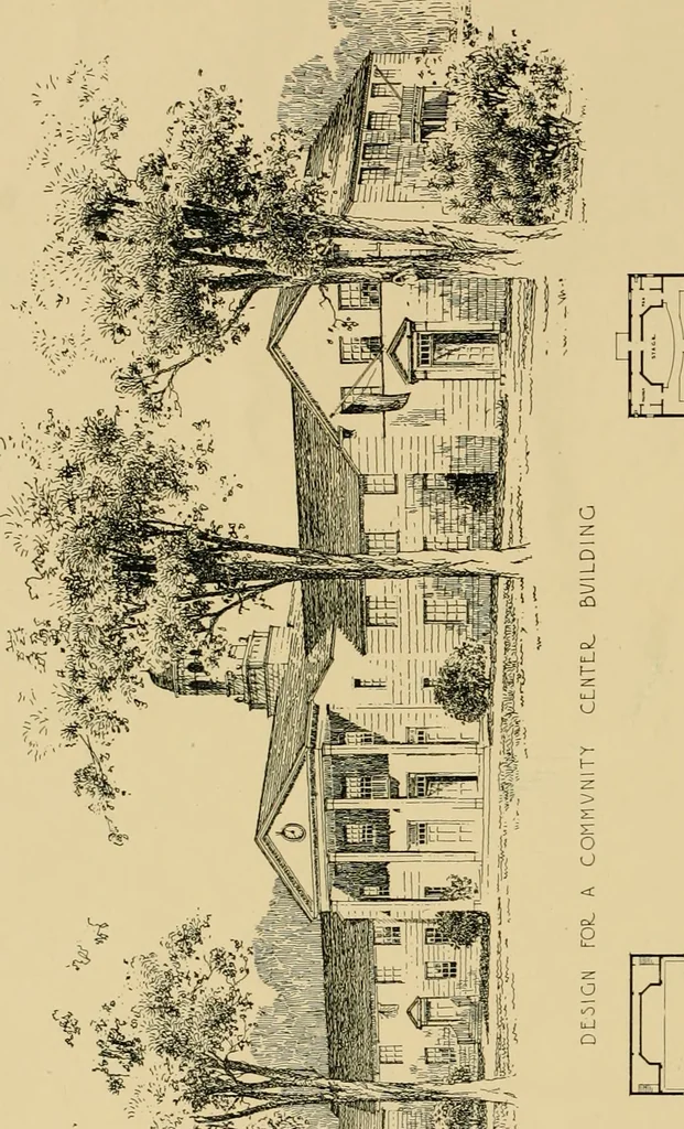 An illustration from An Architectural monograph on a community center building to be built of white pine., 1919, leaf 13