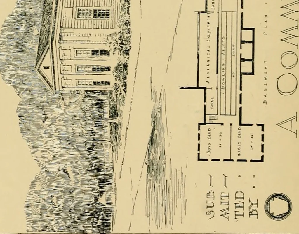 An illustration from An Architectural monograph on a community center building to be built of white pine., 1919, leaf 15