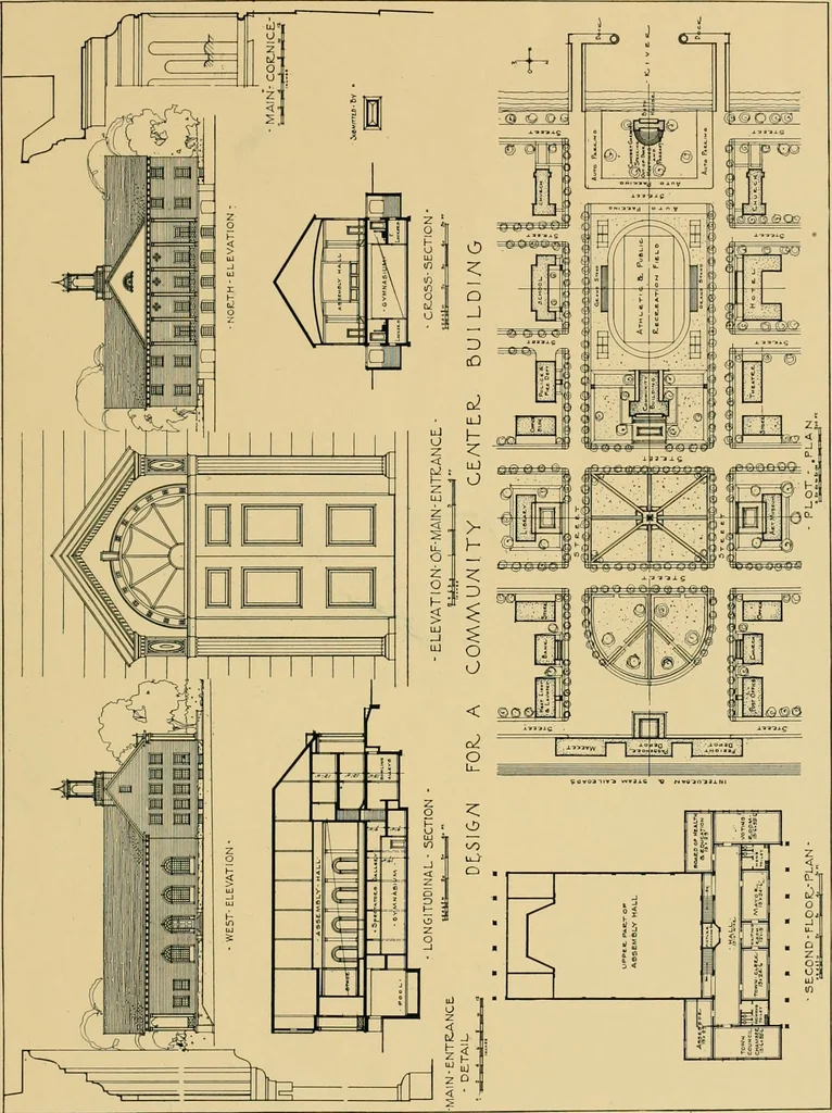 An illustration from An Architectural monograph on a community center building to be built of white pine., 1919, leaf 22