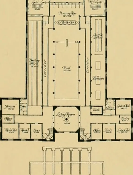 An illustration from An Architectural monograph on a community center building to be built of white pine., 1919, leaf 24