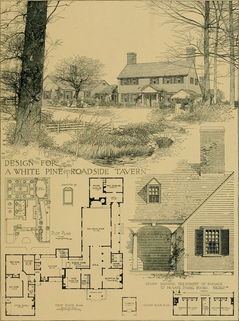 An illustration from An Architectural monograph on a roadside tavern to be built of white pine;, 1920, leaf 14