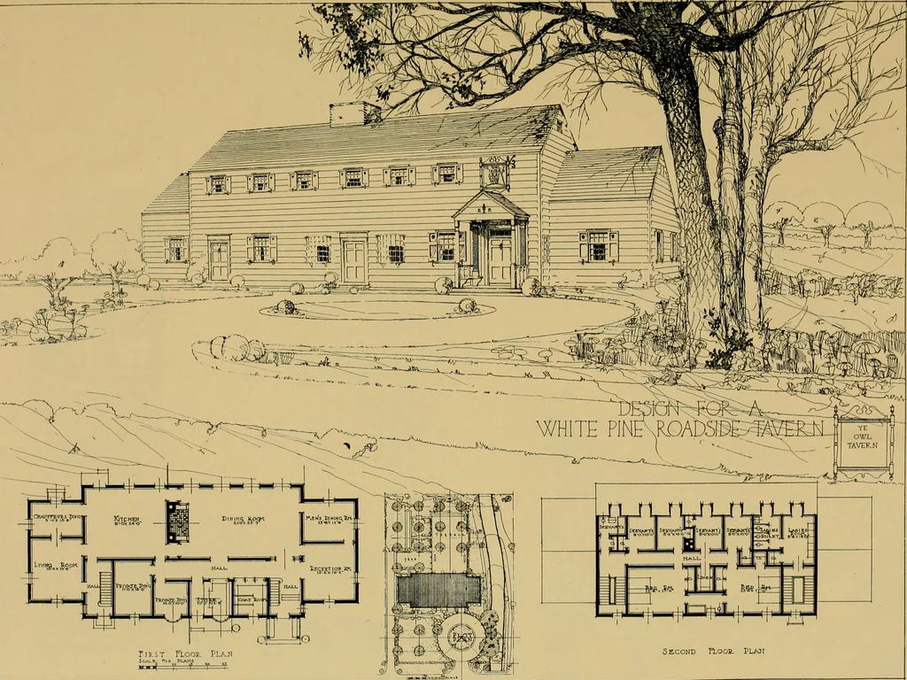 An illustration from An Architectural monograph on a roadside tavern to be built of white pine;, 1920, leaf 16