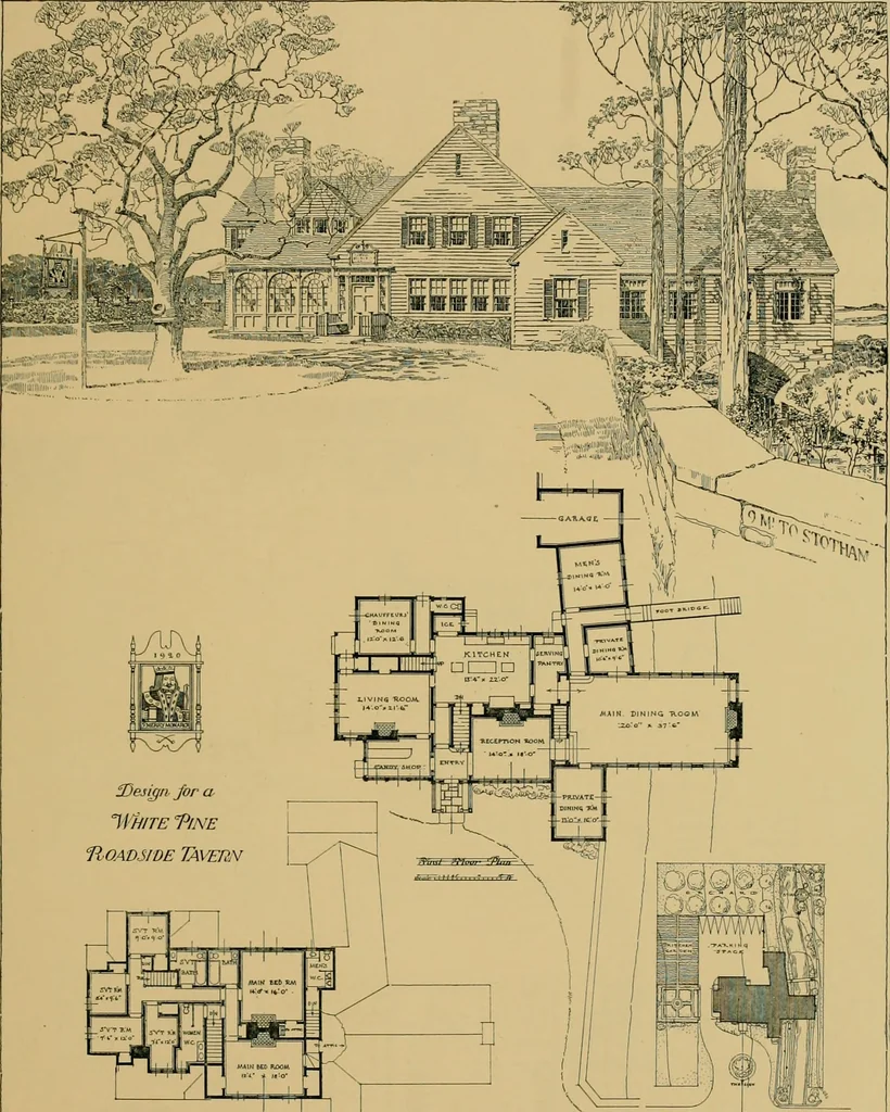 An illustration from An Architectural monograph on a roadside tavern to be built of white pine;, 1920, leaf 18