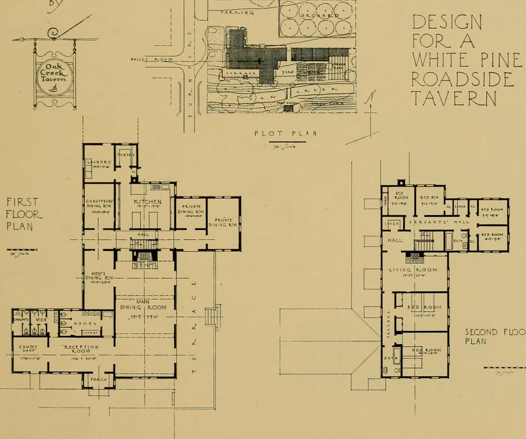 An illustration from An Architectural monograph on a roadside tavern to be built of white pine;, 1920, leaf 20