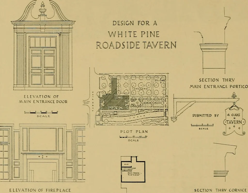 An illustration from An Architectural monograph on a roadside tavern to be built of white pine;, 1920, leaf 21
