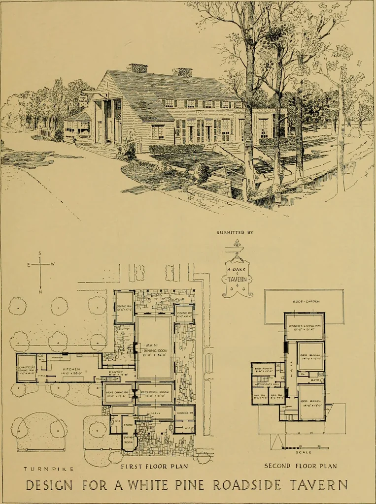 An illustration from An Architectural monograph on a roadside tavern to be built of white pine;, 1920, leaf 22