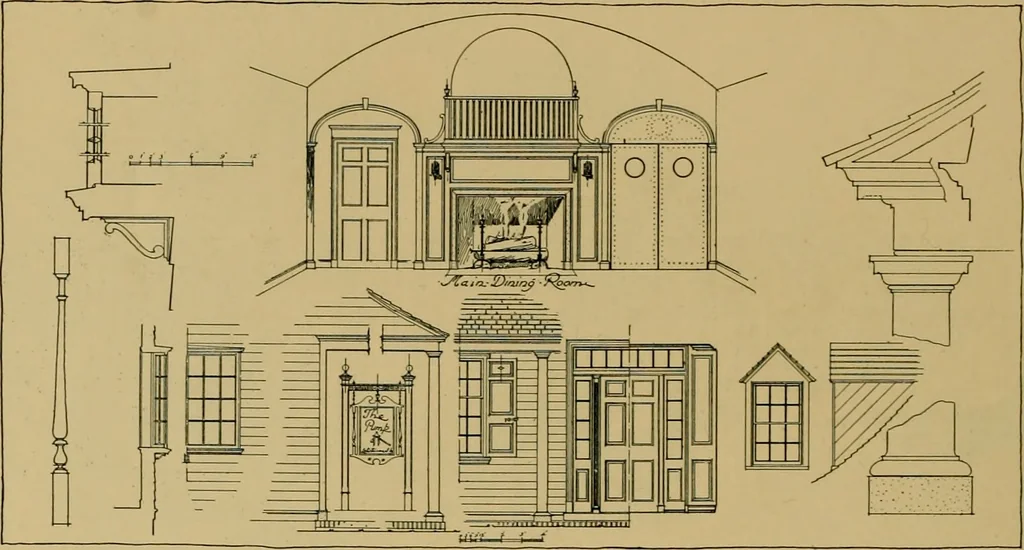 An illustration from An Architectural monograph on a roadside tavern to be built of white pine;, 1920, leaf 23