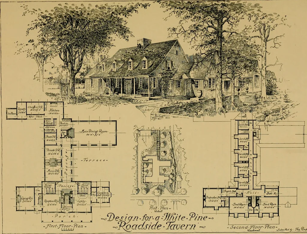 An illustration from An Architectural monograph on a roadside tavern to be built of white pine;, 1920, leaf 24