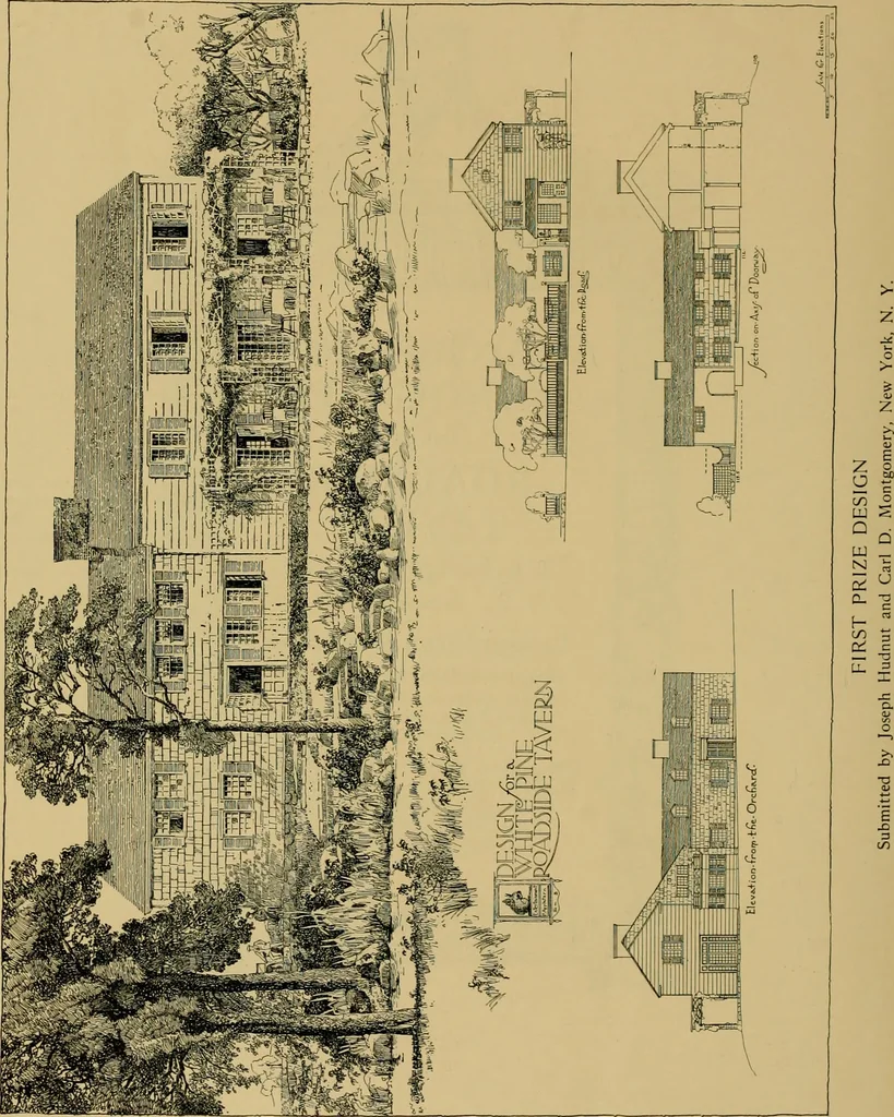An illustration from An Architectural monograph on a roadside tavern to be built of white pine;, 1920, leaf 3
