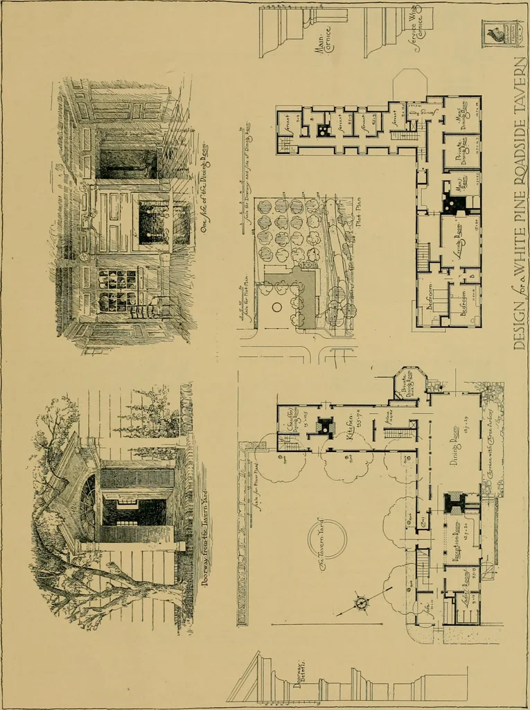 An illustration from An Architectural monograph on a roadside tavern to be built of white pine;, 1920, leaf 6