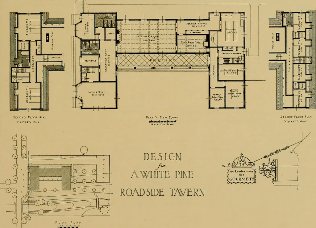 An illustration from An Architectural monograph on a roadside tavern to be built of white pine;, 1920, leaf 8