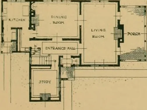 An illustration from An architectural monograph on a country church & Sunday school building with the minister’s residence, to be built of white pine;, 1922, leaf 10