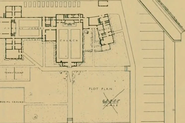 An illustration from An architectural monograph on a country church & Sunday school building with the minister’s residence, to be built of white pine;, 1922, leaf 12