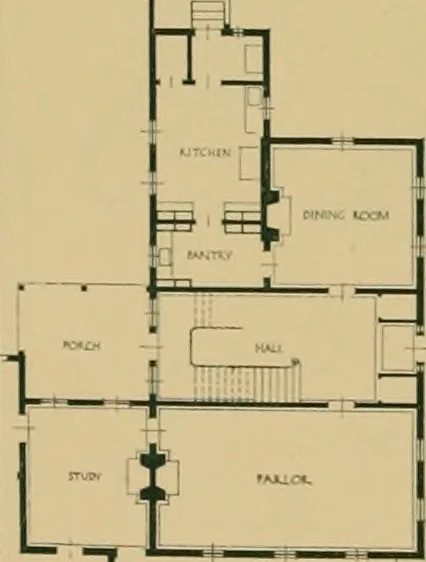 An illustration from An architectural monograph on a country church & Sunday school building with the minister’s residence, to be built of white pine;, 1922, leaf 13