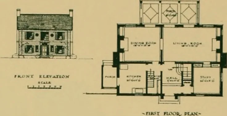 An illustration from An architectural monograph on a country church & Sunday school building with the minister’s residence, to be built of white pine;, 1922, leaf 23