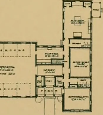 An illustration from An architectural monograph on a country church & Sunday school building with the minister’s residence, to be built of white pine;, 1922, leaf 24