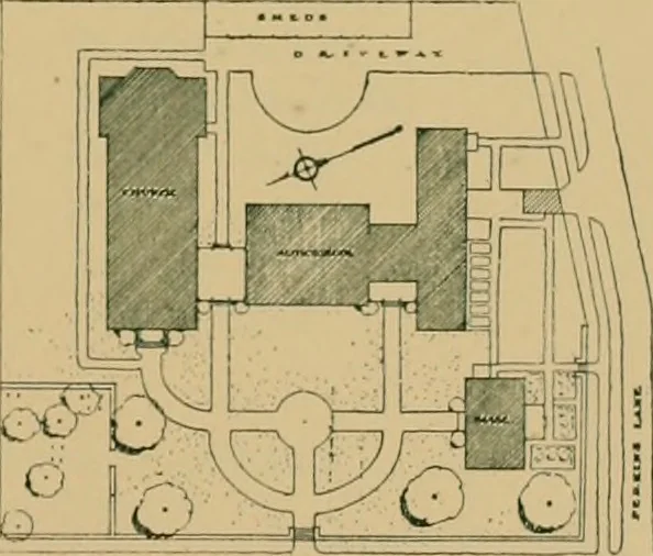An illustration from An architectural monograph on a country church & Sunday school building with the minister’s residence, to be built of white pine;, 1922, leaf 24