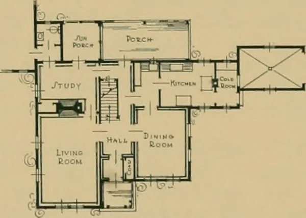 An illustration from An architectural monograph on a country church & Sunday school building with the minister’s residence, to be built of white pine;, 1922, leaf 7