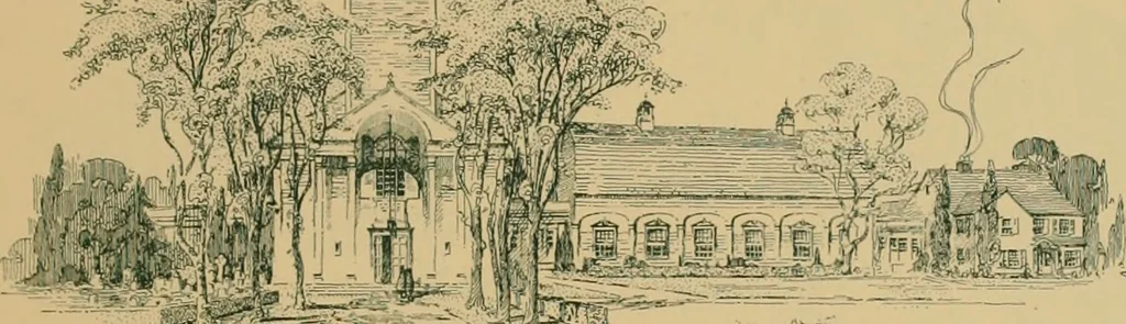 An illustration from An architectural monograph on a country church & Sunday school building with the minister’s residence, to be built of white pine;, 1922, leaf 8
